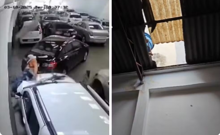 Pintor cai de telhado e sofre trauma na coluna ao despencar sobre carro em Anápolis